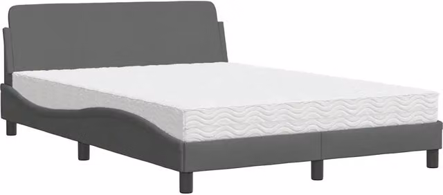 Letto matrimoniale | Letto per adulti | Letto con Materasso Dover Grigio Scuro 120x200 cm Tessuto