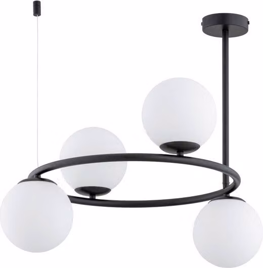 Lampada a sospensione minimalista nera con 4 sfere bianche RINGO 4xE14 10W ALF63256 Alfa