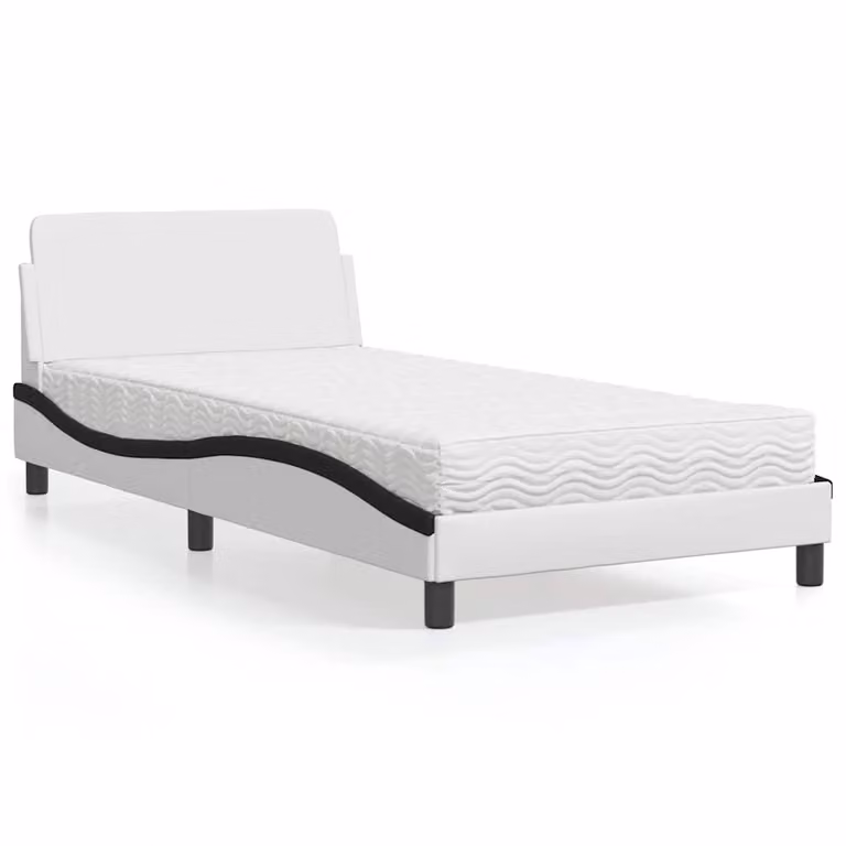 Letto con Materasso Dover vidaXL in Similpelle Bianco e Nero L/P/H: 100 x 200 x 218 cm