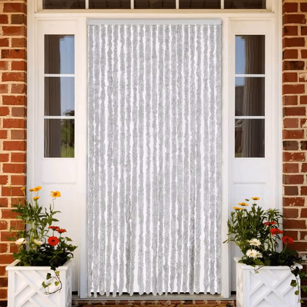 Tenda antimosche vidaXL in ciniglia grigia, L: 90 cm x H: 200 cm