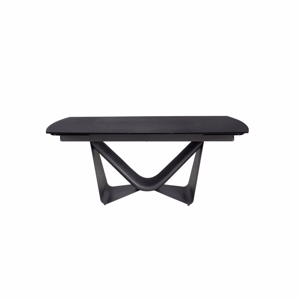 Tavolo da pranzo ovale allungabile Angel Cerdá in vetro nero e metallo grigio, L: 200 cm, P: 100 cm, H: 76 cm – 2