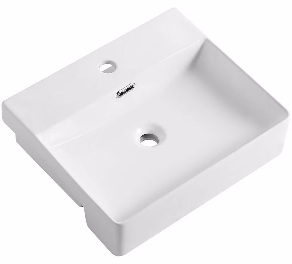 CERANO - Lavabo in Vetroceramica Galia - semi-incasso - bianco lucido - 50x42 cm