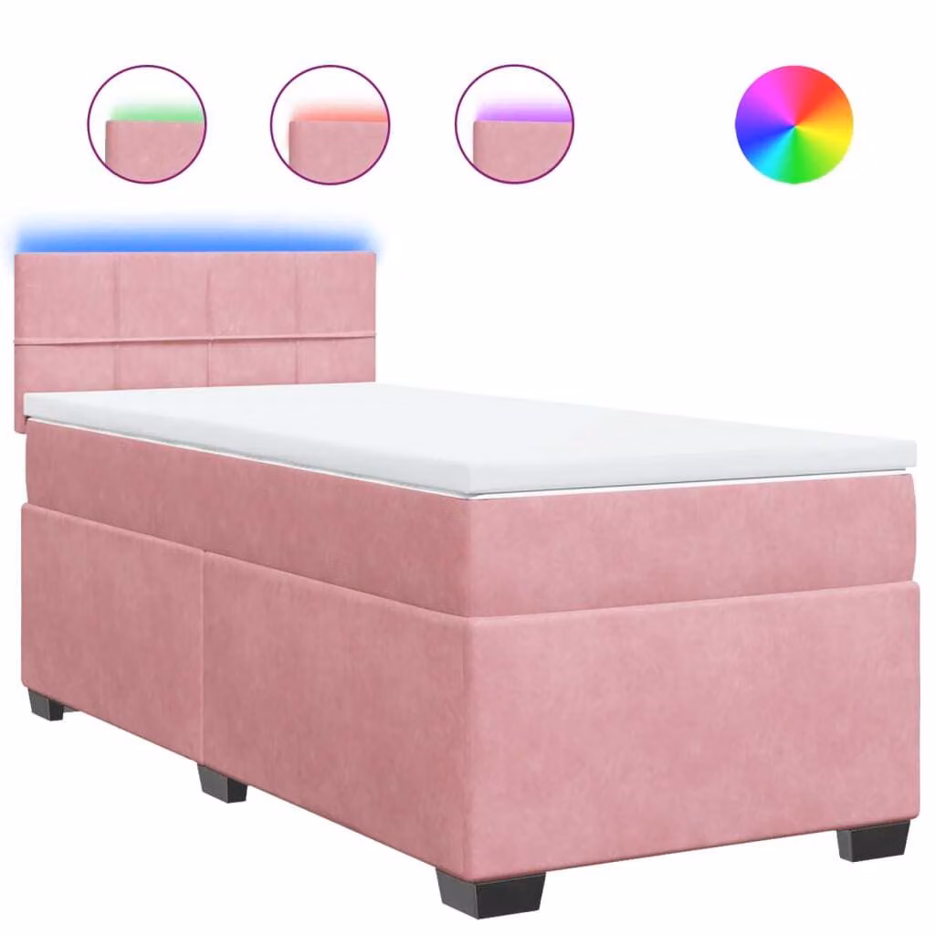 Giroletto a Molle con Materasso Rosa 80x200 cm in Velluto