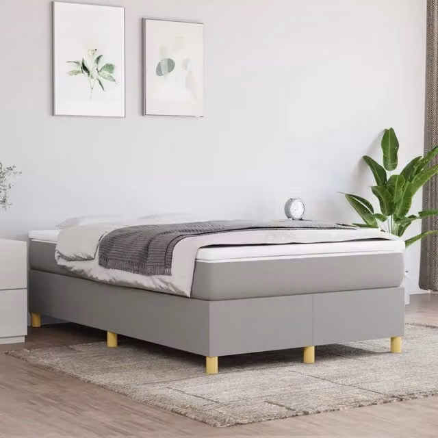 Struttura Letto con Rete a Doghe Cambrate vidaXL in Tessuto Grigio L/P/H: 200 x 120 x 35 cm