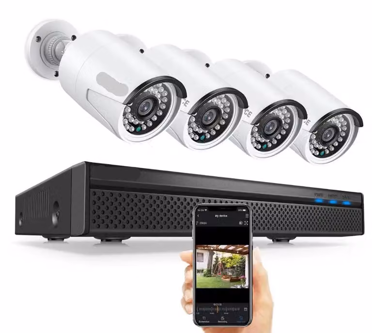 Sistema di videosorveglianza - 5MP - Telecamera di sicurezza - Grado di protezione IP66 (resistente all'acqua) - Registratore video in rete (NVR) a 8 canali - Senza hard disk