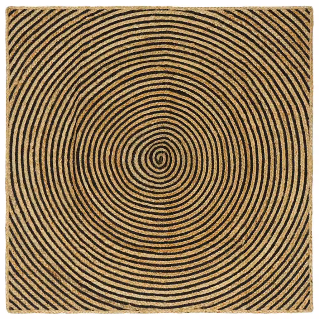 Tappeto rotondo in juta vidaXL Nero 160 x 160 cm