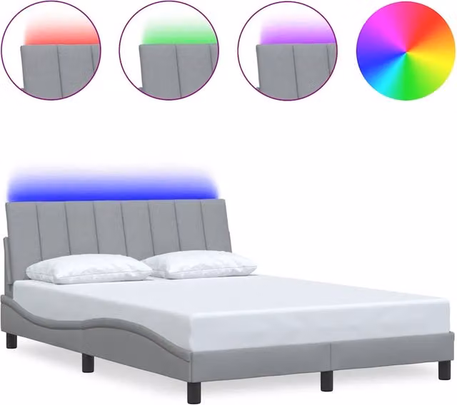Letto matrimoniale | Letto per adulti | Giroletto senza Materasso Hanko Grigio Chiaro 120x200 cm Tessuto