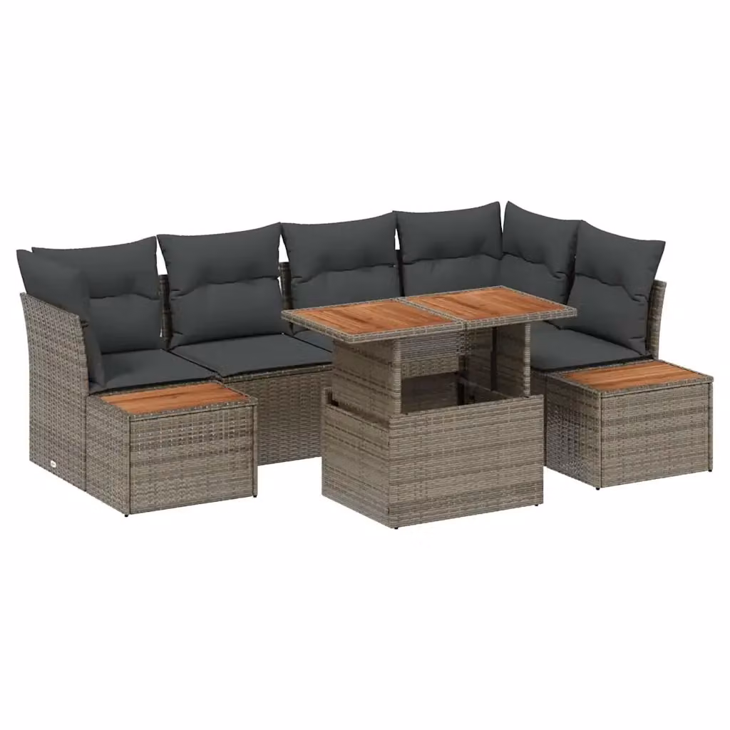 Set Divano da Giardino Moderno vidaXL in Rattan Grigio con Cuscini e Struttura in Acciaio – 2