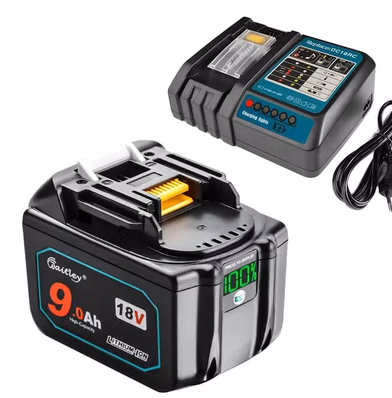 Batteria agli ioni di litio, 18 V, capacità 9000 mAh, set combinato