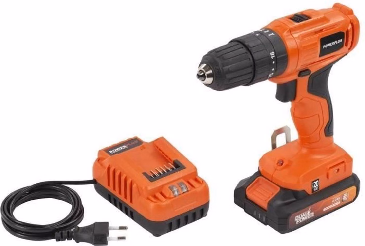 Trapano a percussione a batteria - Dual Power - POWDPO1110 - 3 in 1 - 20 V - con batteria e caricabatterie