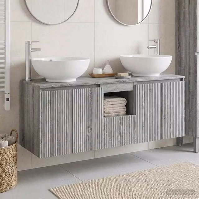 Set di Armadi da Bagno 3 pz Sonoma grigio 49,5 x 44,5 x 65 cm 3405703