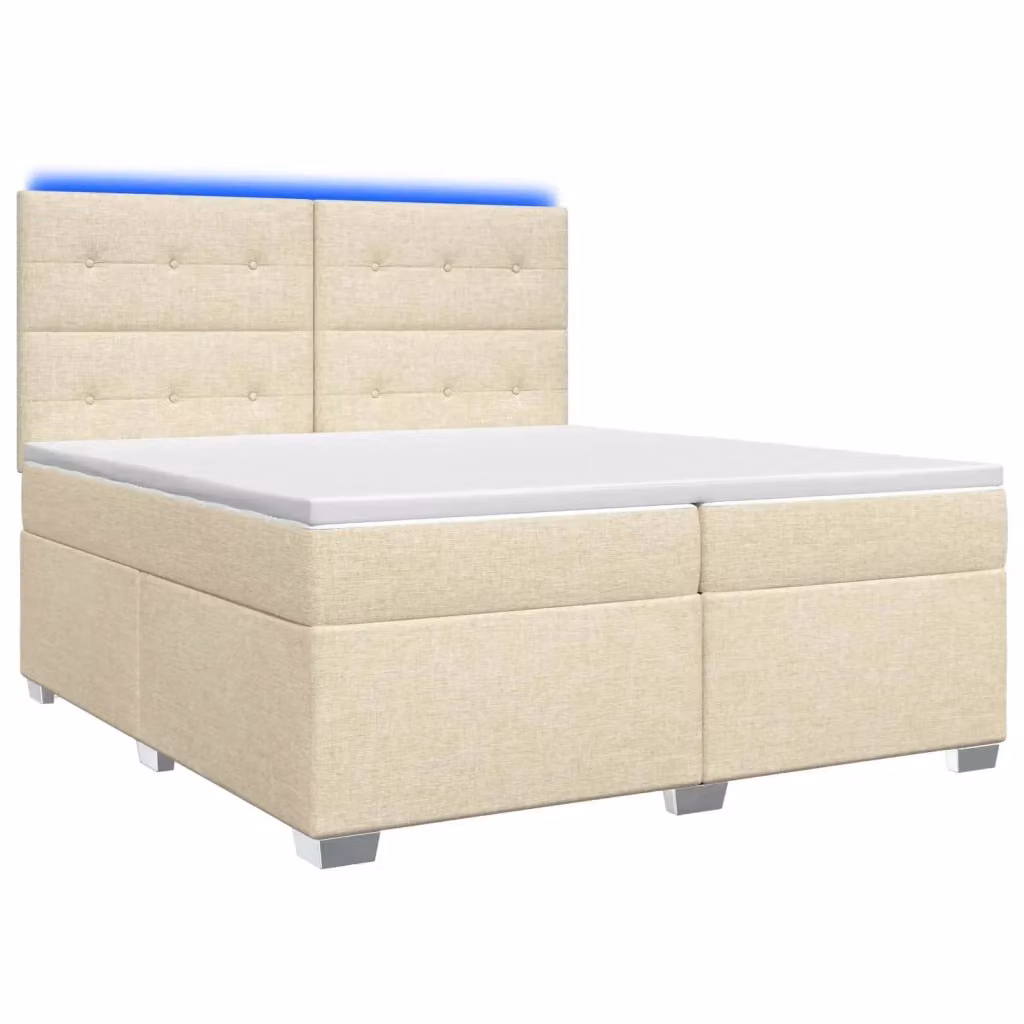 Letto box spring vidaXL con materasso a molle insacchettate e base contenitore, tessuto beige e bianco, L/P/H: 200 x 200 x 140,5 cm – 2
