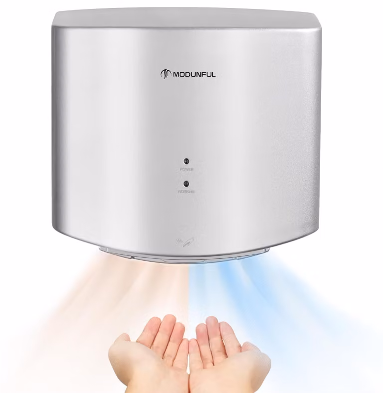 Asciugamani elettrico, 1200 W, velocità dell'aria 80-85 m/s, tempo di asciugatura 9-12 secondi, da montare a parete, colore grigio