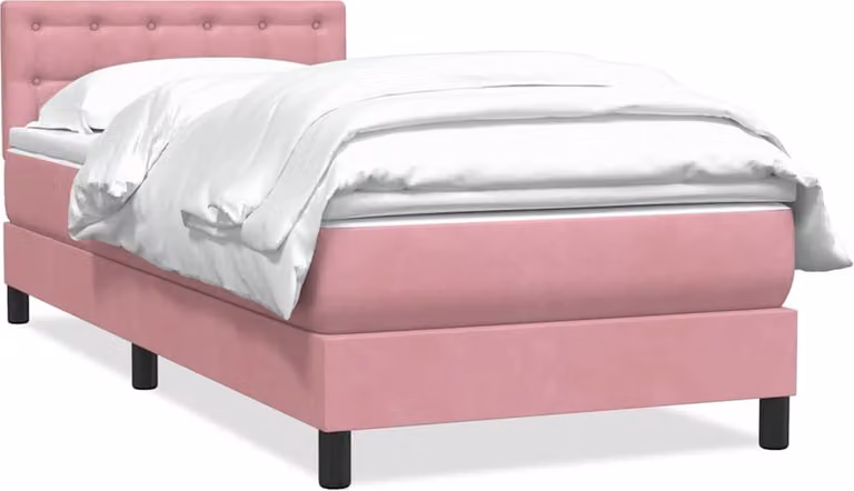 Giroletto a Molle con Materasso Rosa 80x220 cm Velluto