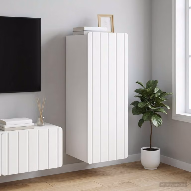 Mobiletto a muro moderno vidaXL in legno MDF bianco con ante a battente e ripiani interni L/P/H: 33 x 34,5 x 94 cm