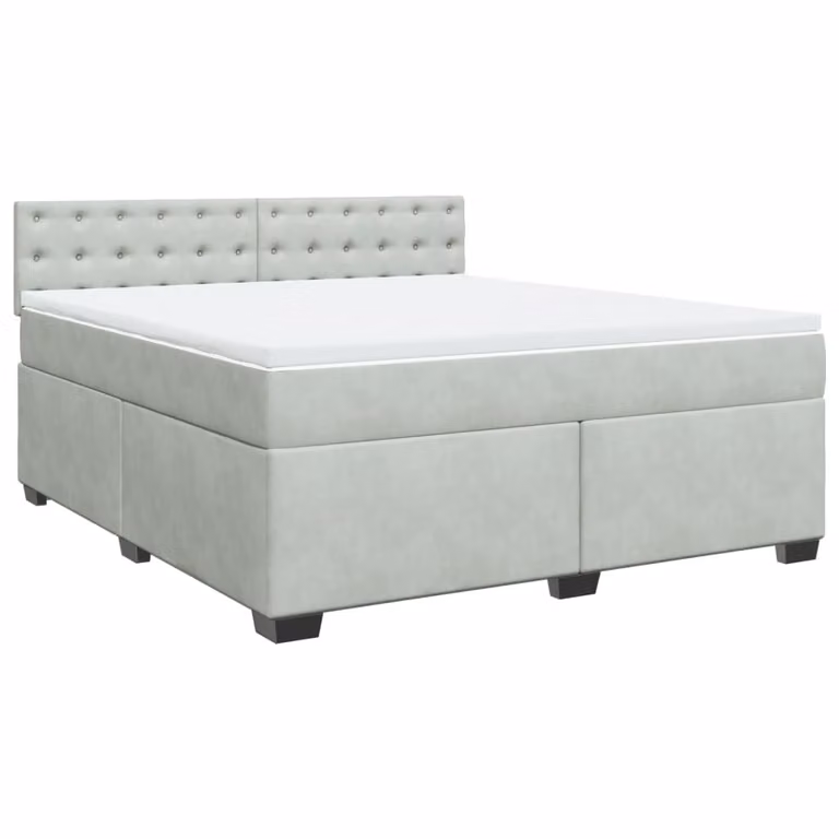 Giroletto a Molle con Materasso Grigio Chiaro 180x200cm Velluto