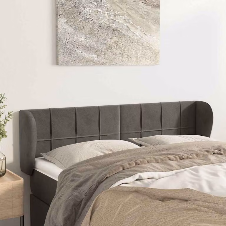 Testiera ad orecchio vidaXL in velluto grigio scuro L: 147 cm, P: 23 cm, H: 78/88 cm