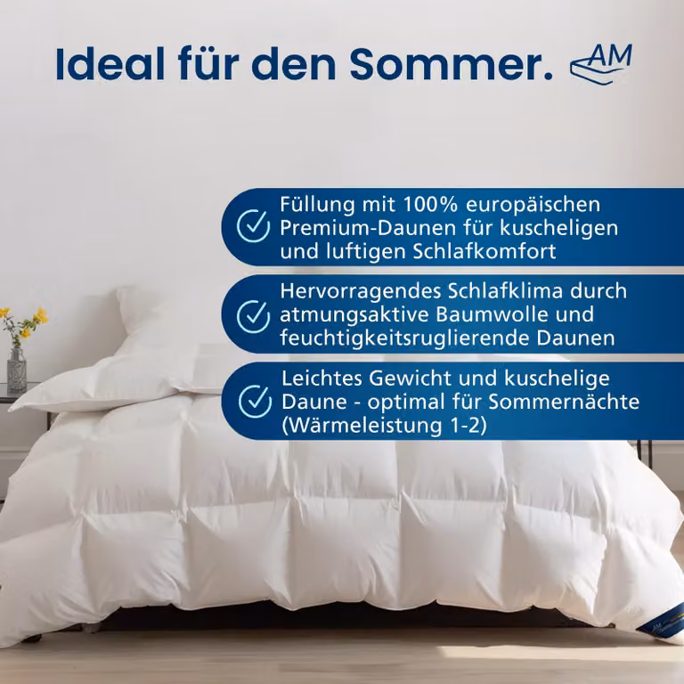 DormiGood | Piumino Premium | 200x200 cm | Piumino estivo | 100% piumino (300g) | Piumino | 200x200 | Piumino estivo | Estate | Leggero | Sottile | Nomite | Downpass