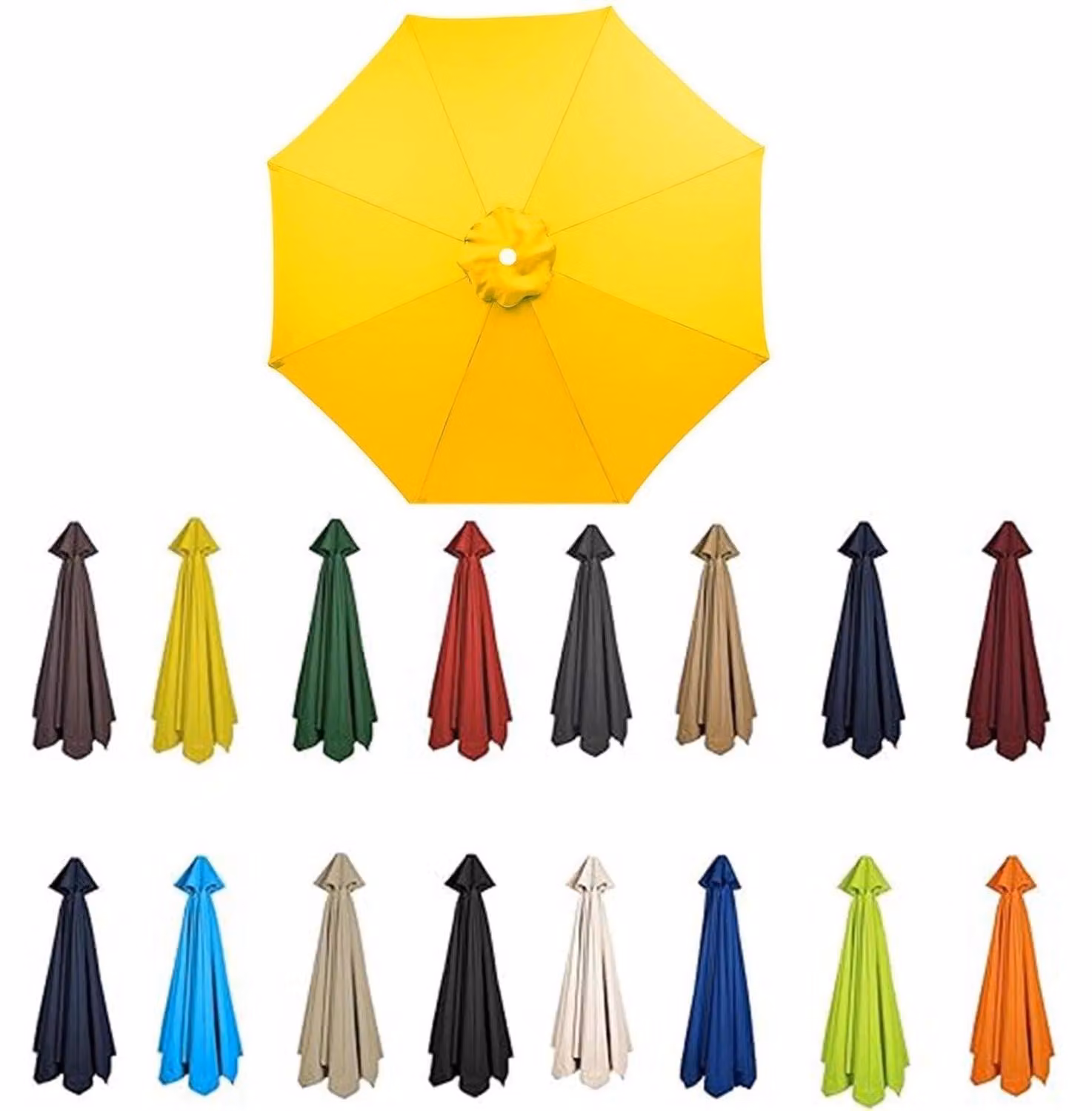 Copertura di ricambio per ombrellone, diametro 3,5 metri/2 metri, 6/8 stecche, colore giallo, protezione UV 50