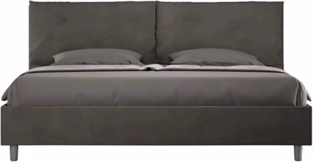 Letto matrimoniale king size Appia Large Ityhome con contenitore imbottito in microfibra grigio L/P/H: 222 x 215 x 110 cm