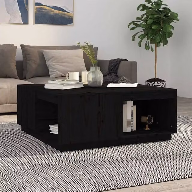 Tavolino da salotto vidaXL in legno massello di pino nero stile rustico L/P/H: 100 x 101 x 40,5 cm – 1