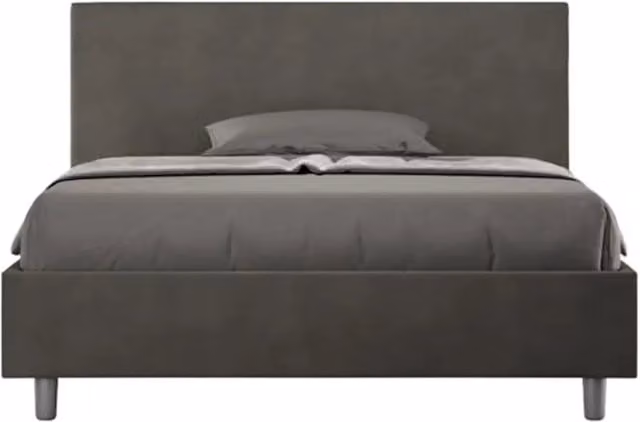 Letto matrimoniale francese con rete imbottito 140x190 microfibra grigio Adele