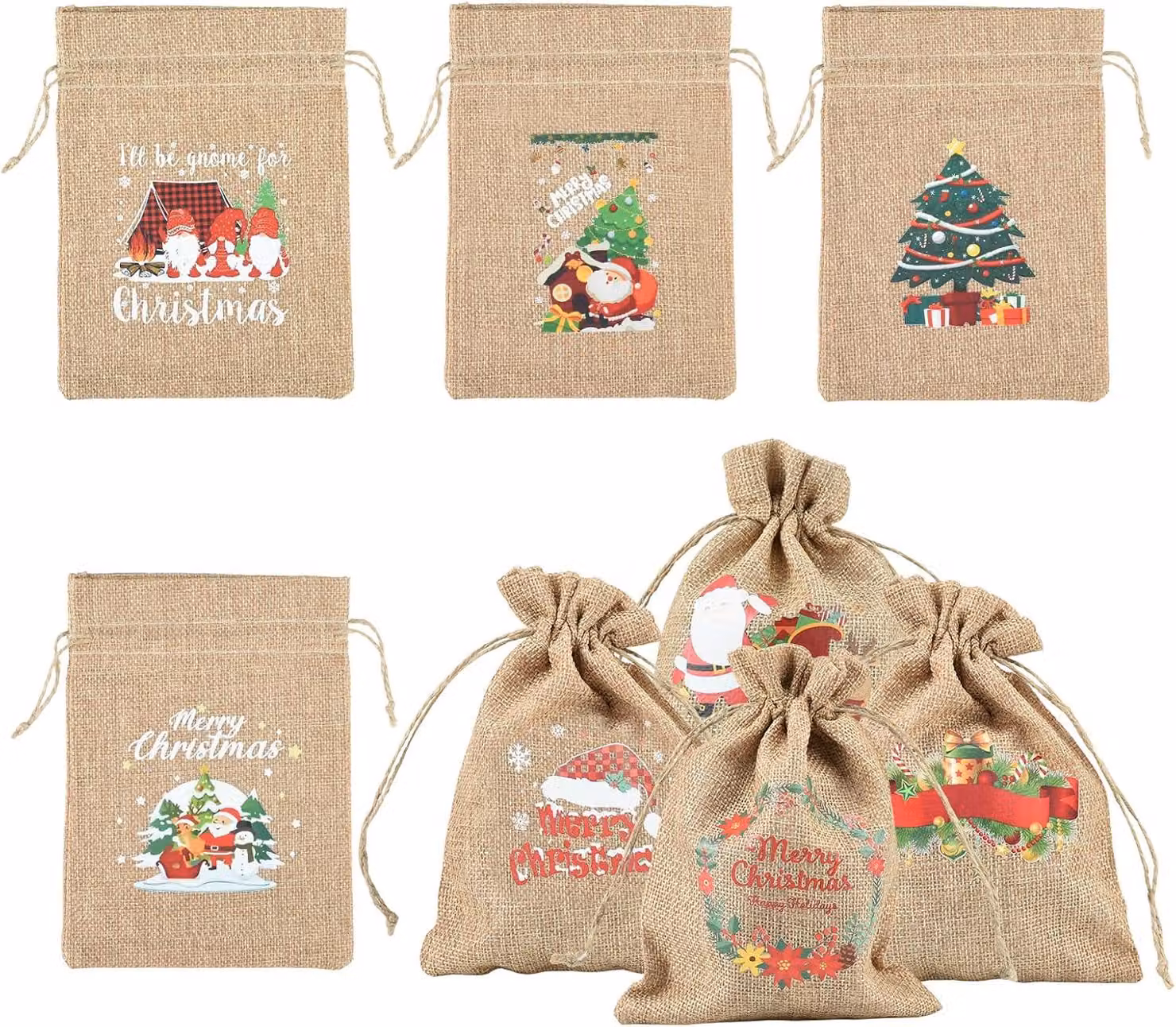 Sacchetti di carta con motivo natalizio, confezione da 8, dimensioni 13 x 18 cm, ideali per calendari dell'Avvento
