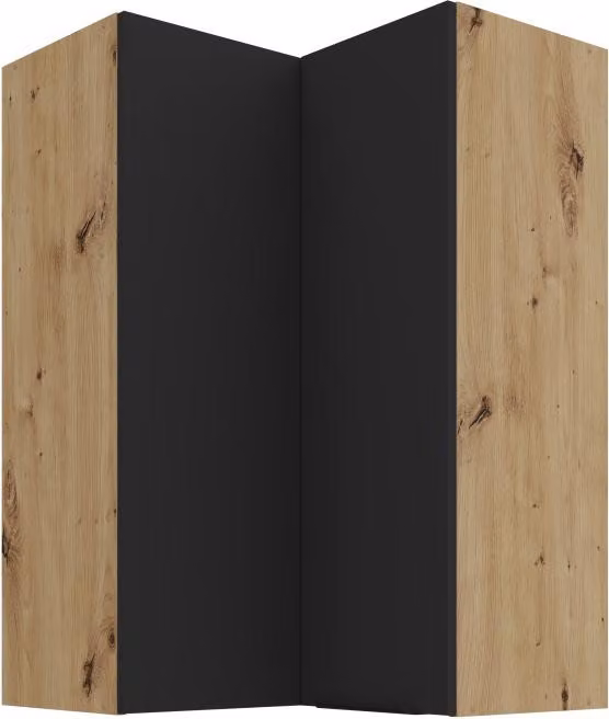 Mobile angolare alto LUNARA 2 - 60x60 cm, nero / rovere artigianale