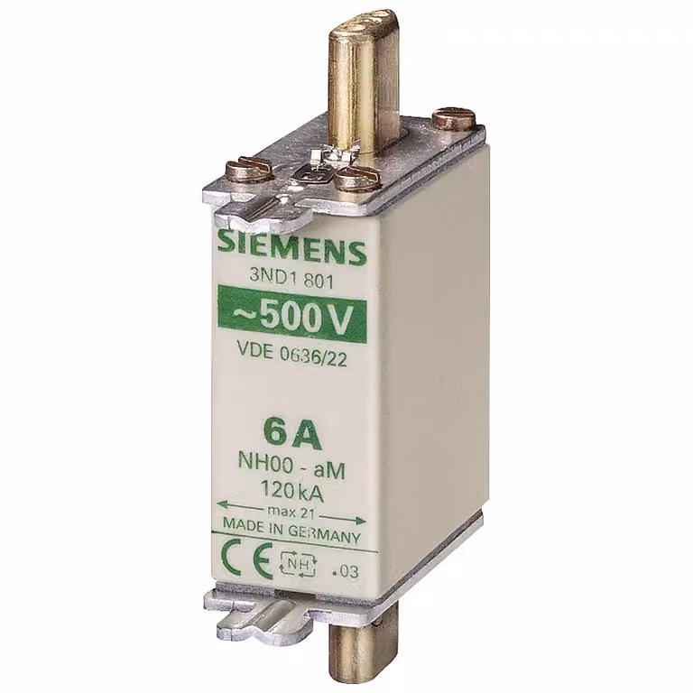 Cartuccia fusibile Siemens NH, NH000, corrente nominale: 10 A, aM, tensione nominale CA: 500 V, codice identificativo frontale 3ND1803