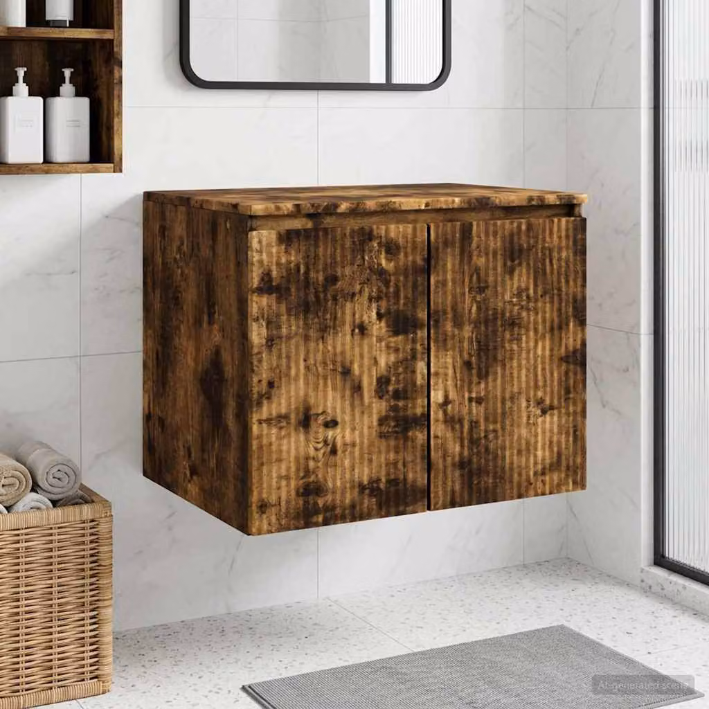 Mobiletto da bagno a muro vidaXL in rovere fumo moderno L: 62,5 cm, P: 44,5 cm, H: 50 cm