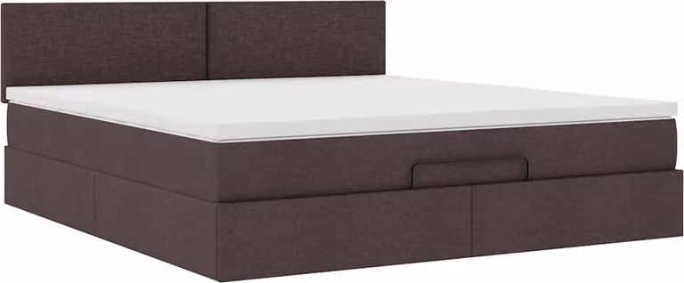 Ottomana con materasso in tessuto marrone scuro 180x200 cm