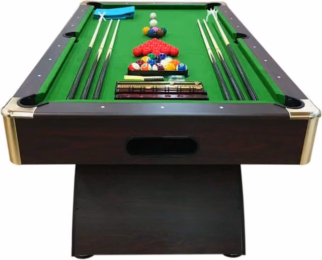 Tavolo da biliardo moderno Simbashopping in legno con accessori, colore marrone e verde, L: 240 cm, P: 137 cm, H: 80 cm