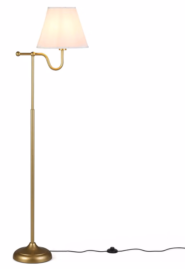 Lampada da terra COSTWAY, altezza 158 cm, con paralume in tessuto, interruttore a pedale, base stabile e attacco E27. Lampada da terra, lampada da lettura, lampada da pavimento, stile vintage