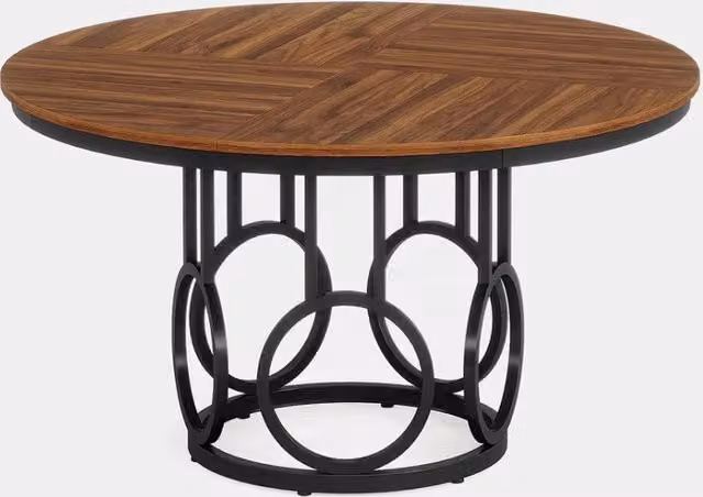 Tavolo da Pranzo Rotondo in MDF e Metallo 120x120x75 cm Stile Classico Moderno