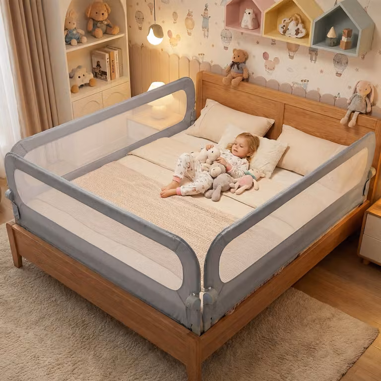 Set di 3 sbarre protettive regolabili pieghevoli Costway con accessori inclusi, Grigio, L: 198 cm e L: 178 cm