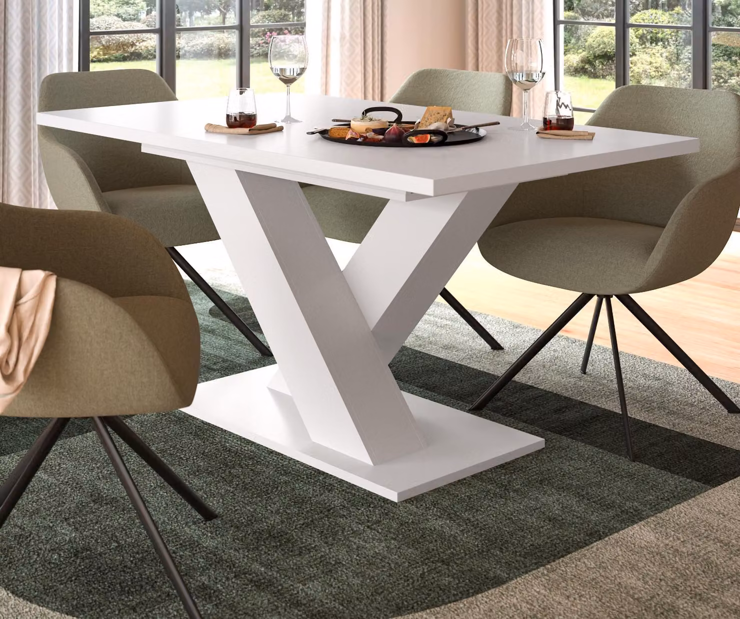 Tavolo da pranzo "Home-X" bianco, tavolo da pranzo allungabile 150 - 190 cm, fino a 8 persone