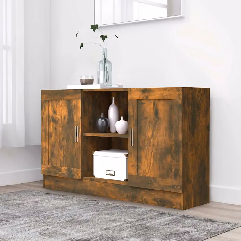 Credenza vidaXL in legno multistrato Rovere Fumo, L 120 x P 30,5 x H 70 cm