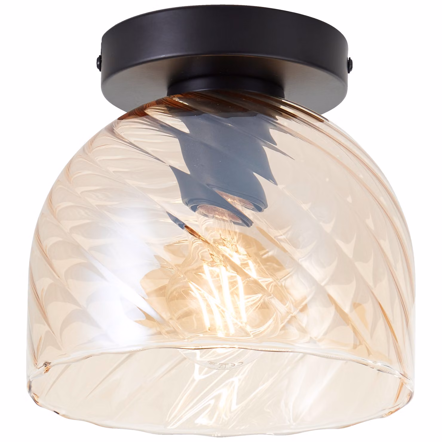 lampada da soffitto di alta qualità, Ø19cm, vetro, colore ambra
