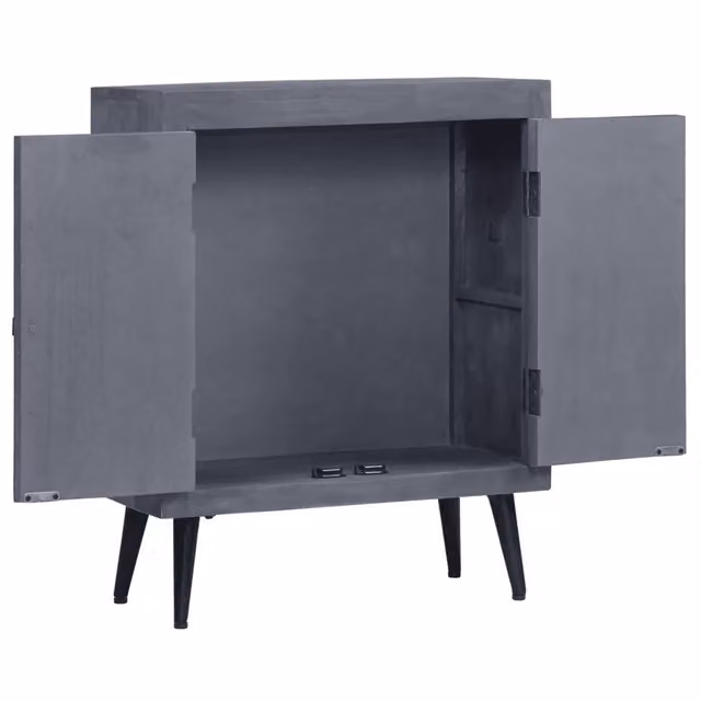 Credenza Buffet in Legno di Mango e Metallo in Stile Industrial Grigio L: 60 cm, P: 30 cm, H: 76 cm