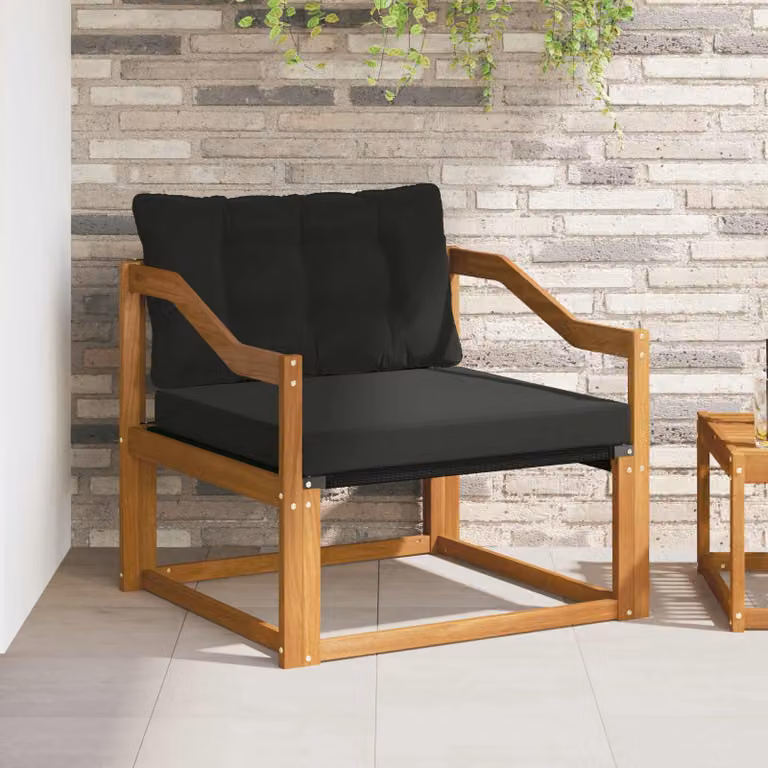 Set di divani da esterno vidaXL in legno di acacia massello e textilene con cuscini inclusi, moderno, disponibile in marrone, nero o grigio