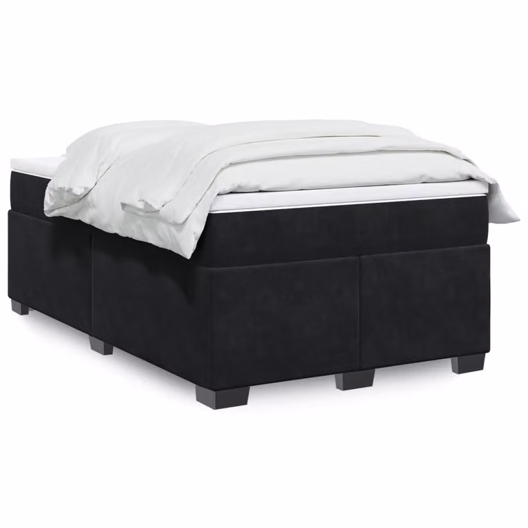 vidaXL Giroletto a Molle con Materasso in Velluto Nero L/P/H: 120 x 200 cm