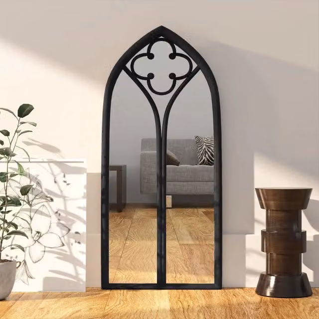 Specchio da parete rettangolare vidaXL in metallo e vetro nero L: 100 cm, H: 45 cm, P: 1 cm