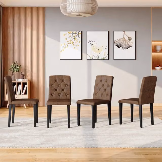 Set di 4 sedie da pranzo Zephmum in velluto marrone con gambe in metallo nero stile industrial