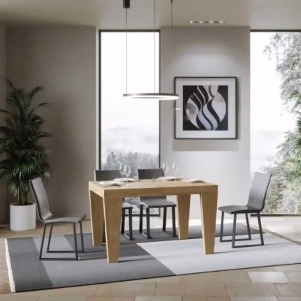 Tavolo allungabile moderno Itamoby Spimbo colore quercia natura L: 130-390 cm, P: 90 cm – 2