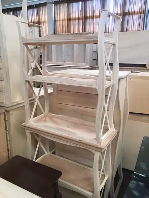 Consolle etagere classica in legno grezzo MOBILI 2G L: 82 cm, P: 34 cm, H: 91 cm