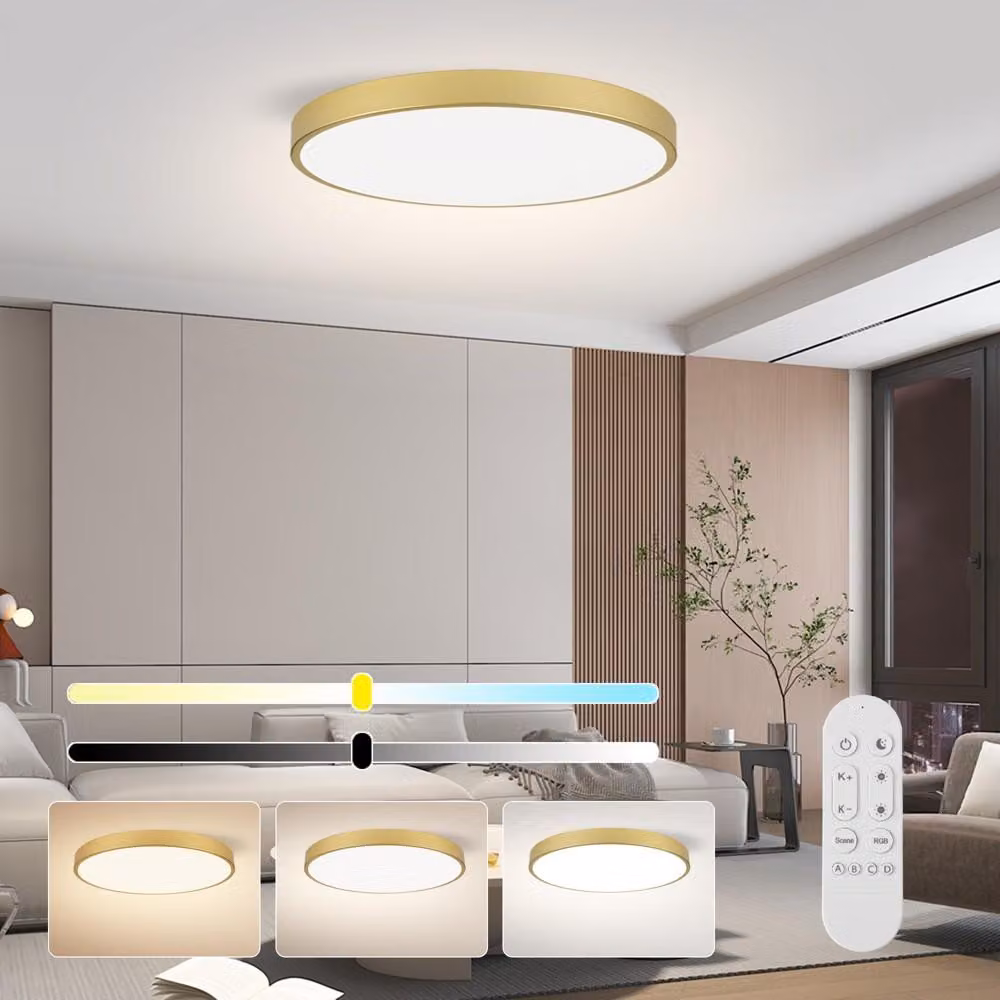 Immax NEO LITE SEMPLICI Lampada da soffitto smart Tuya WiFi BEACON 100 cm 128 W 9088 lm, dorata