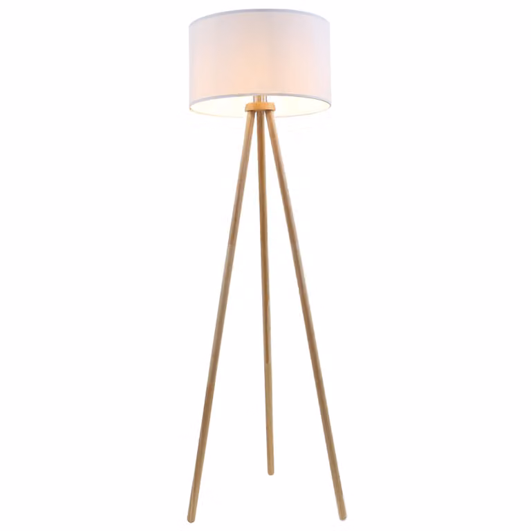 Lampada da terra in tessuto Ø 45,5 cm 1x escl. E27 60W bianco