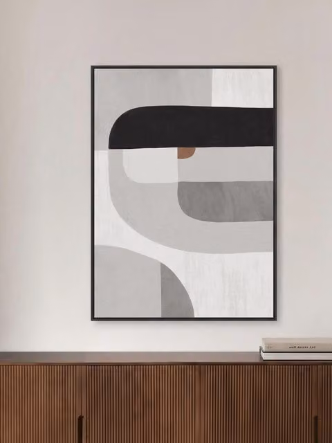 Quadro moderno astratto Bonn Kenay Home, colori nero, grigio e beige, L: 100 cm x H: 140 cm