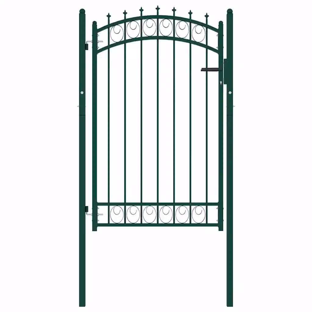 Cancello singolo per recinzione vidaXL in acciaio verde, L: 104 cm, H: 117 cm – 2