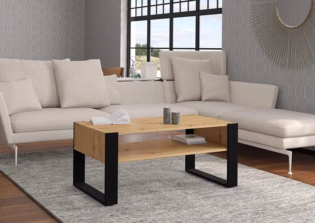 Tavolino da caffè Nuka Bim Furniture colore Rovere e Nero L: 110 cm, P: 60 cm, H: 48 cm – 2
